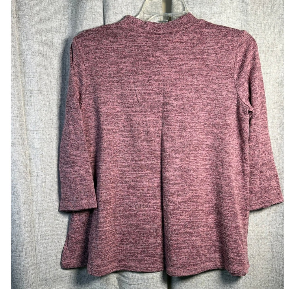 New Directions Womens Pink Marl Mock Neck 3/4 Sleeve Top ME828419ND Small